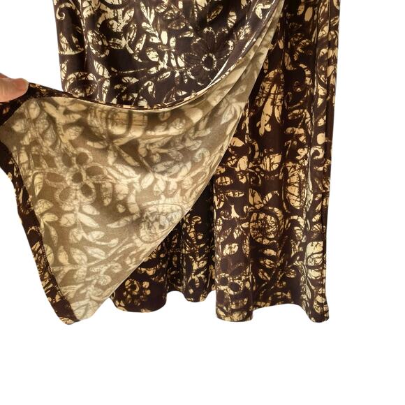 Lauren Ralph Lauren Faux Wrap Sleeveless Dress Jersey Knit Cream Brown Size 4 - Picture 6 of 9